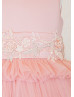 Mauve Satin Tulle V Back Flower Girl Dress